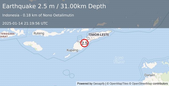 Earthquake TIMOR REGION (2.5 m) (2025-01-14 21:19:56 UTC)