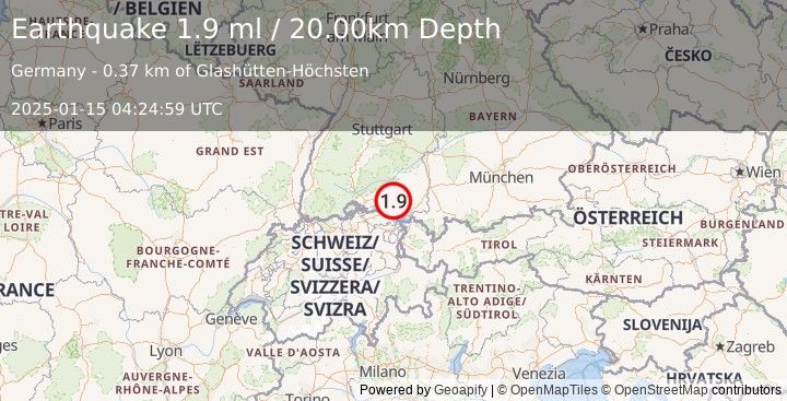 Earthquake GERMANY (1.9 ml) (2025-01-15 04:24:59 UTC)