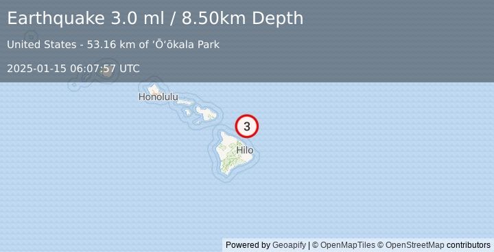 Earthquake HAWAII REGION, HAWAII (3.0 ml) (2025-01-15 06:07:56 UTC)