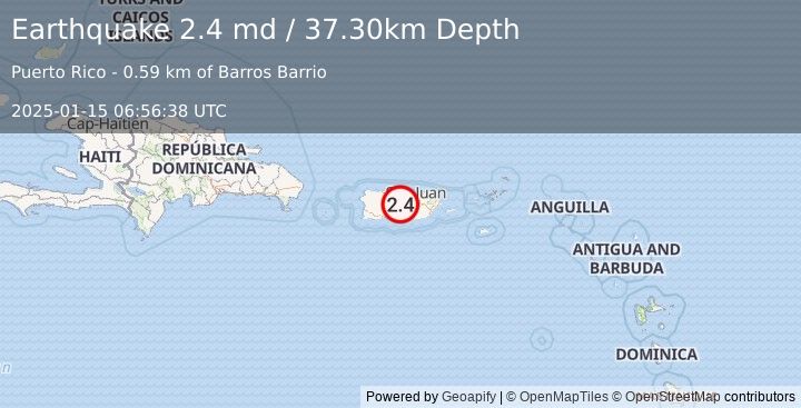 Earthquake PUERTO RICO (2.4 md) (2025-01-15 06:56:38 UTC)