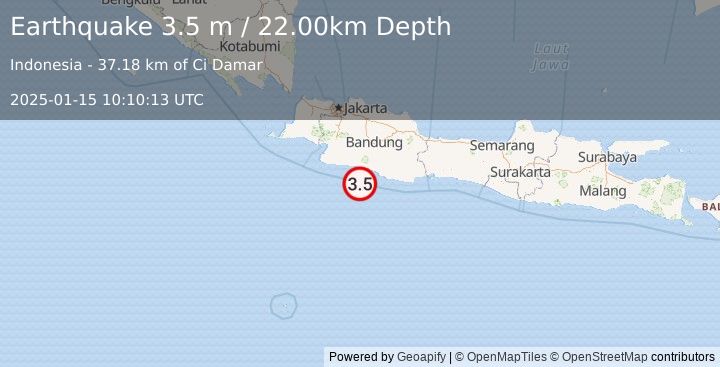 Earthquake JAVA, INDONESIA (3.5 m) (2025-01-15 10:10:13 UTC)