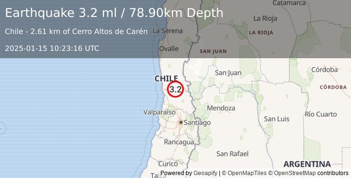 Earthquake VALPARAISO, CHILE (3.2 ml) (2025-01-15 10:23:16 UTC)