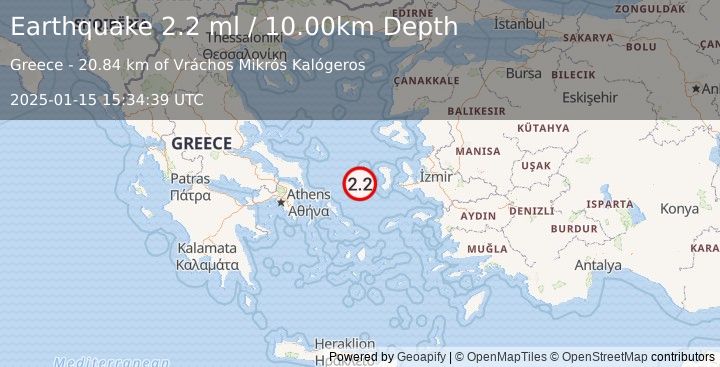 Earthquake AEGEAN SEA (2.2 ml) (2025-01-15 15:34:39 UTC)