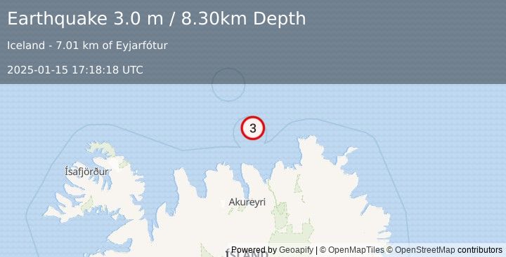 Earthquake ICELAND REGION (3.0 m) (2025-01-15 17:18:18 UTC)