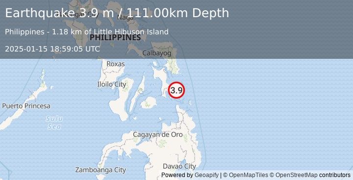 Earthquake LEYTE, PHILIPPINES (3.9 m) (2025-01-15 18:59:05 UTC)