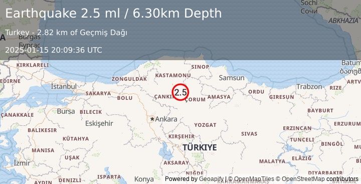 Earthquake CENTRAL TURKEY (2.5 ml) (2025-01-15 20:09:36 UTC)