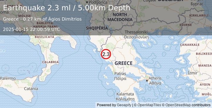 Earthquake GREECE (2.3 ml) (2025-01-15 22:00:59 UTC)