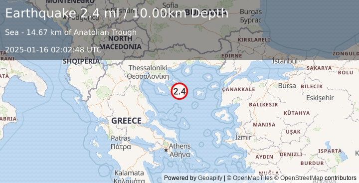 Earthquake AEGEAN SEA (2.4 ml) (2025-01-16 02:02:48 UTC)