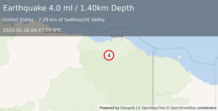 Earthquake NORTHERN ALASKA (4.0 ml) (2025-01-16 04:42:28 UTC)