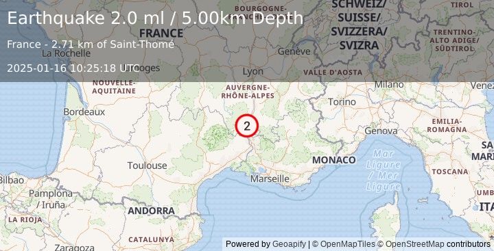 Earthquake FRANCE (2.0 ml) (2025-01-16 10:25:18 UTC)