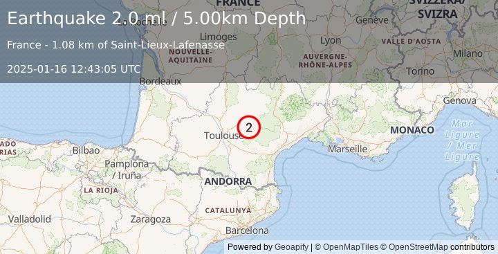 Earthquake FRANCE (2.0 ml) (2025-01-16 12:43:05 UTC)