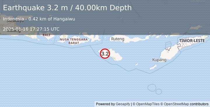 Earthquake SUMBA REGION, INDONESIA (3.2 m) (2025-01-16 17:27:15 UTC)