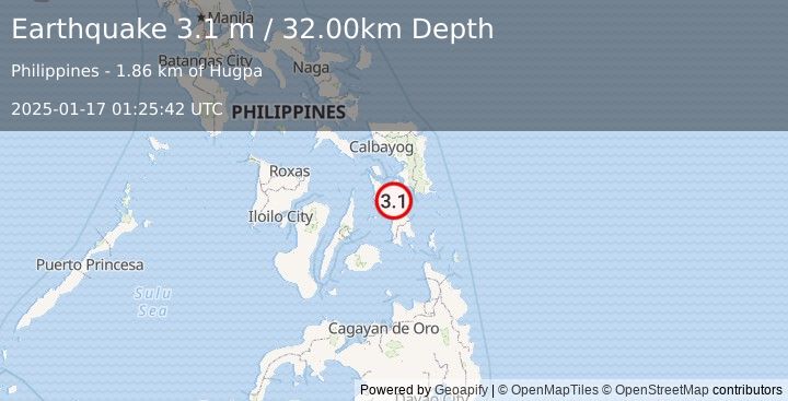 Earthquake LEYTE, PHILIPPINES (3.1 m) (2025-01-17 01:25:42 UTC)