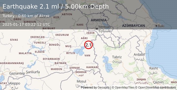 Earthquake EASTERN TURKEY (2.1 ml) (2025-01-17 03:22:12 UTC)