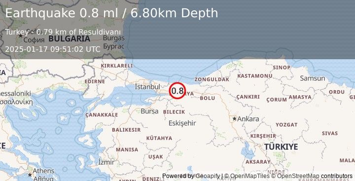 Earthquake WESTERN TURKEY (0.8 ml) (2025-01-17 09:51:02 UTC)