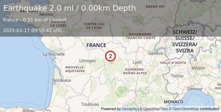 Earthquake FRANCE (2.0 ml) (2025-01-17 09:55:42 UTC)