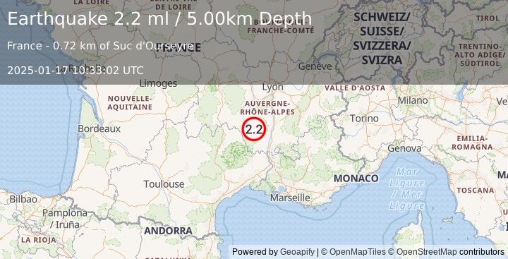 Earthquake FRANCE (2.2 ml) (2025-01-17 10:33:02 UTC)