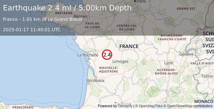 Earthquake FRANCE (2.4 ml) (2025-01-17 11:40:01 UTC)