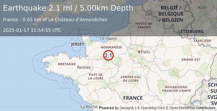 Earthquake FRANCE (2.1 ml) (2025-01-17 11:54:55 UTC)