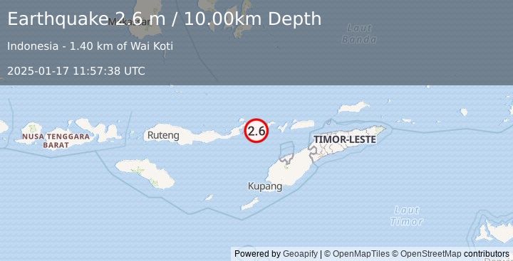 Earthquake FLORES REGION, INDONESIA (2.6 m) (2025-01-17 11:57:38 UTC)