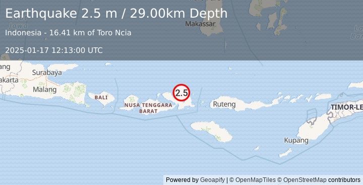 Earthquake SUMBAWA REGION, INDONESIA (2.5 m) (2025-01-17 12:13:00 UTC)