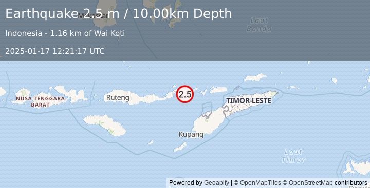 Earthquake FLORES REGION, INDONESIA (2.5 m) (2025-01-17 12:21:17 UTC)