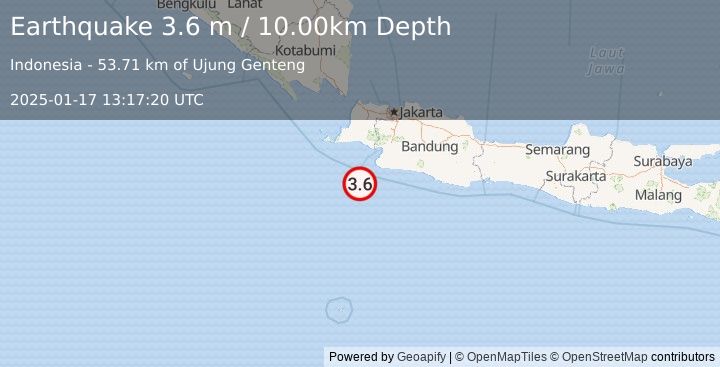 Earthquake JAVA, INDONESIA (3.6 m) (2025-01-17 13:17:20 UTC)