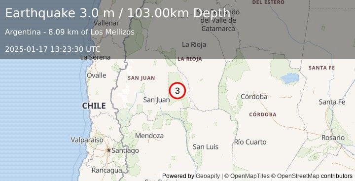 Earthquake SAN JUAN, ARGENTINA (3.0 m) (2025-01-17 13:23:30 UTC)