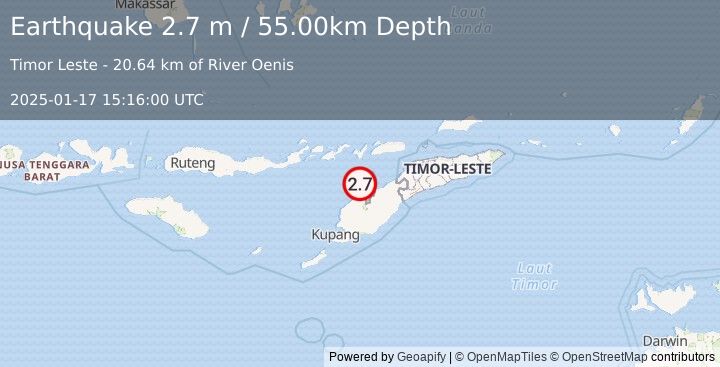 Earthquake TIMOR REGION (2.7 m) (2025-01-17 15:16:00 UTC)