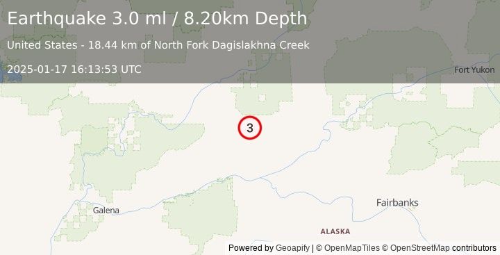 Earthquake NORTHERN ALASKA (3.0 ml) (2025-01-17 16:13:53 UTC)