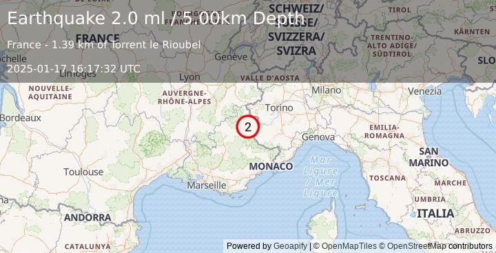 Earthquake FRANCE (2.0 ml) (2025-01-17 16:17:32 UTC)