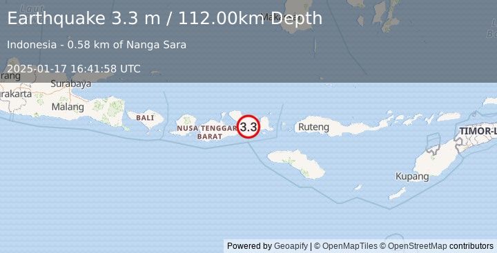 Earthquake SUMBAWA REGION, INDONESIA (3.3 m) (2025-01-17 16:41:58 UTC)