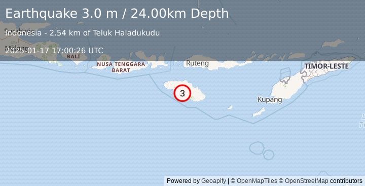 Earthquake SUMBA REGION, INDONESIA (3.0 m) (2025-01-17 17:00:26 UTC)