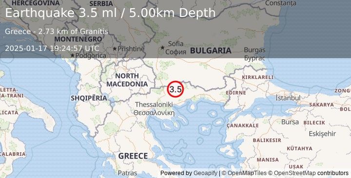 Earthquake GREECE (3.5 ml) (2025-01-17 19:24:57 UTC)