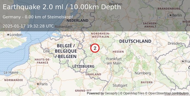 Earthquake GERMANY (2.0 ml) (2025-01-17 19:32:28 UTC)