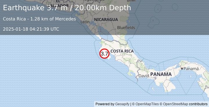 Earthquake COSTA RICA (3.7 m) (2025-01-18 04:21:39 UTC)