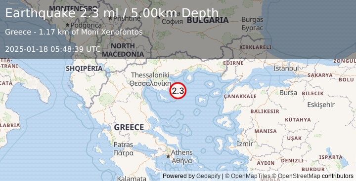 Earthquake AEGEAN SEA (2.3 ml) (2025-01-18 05:48:39 UTC)