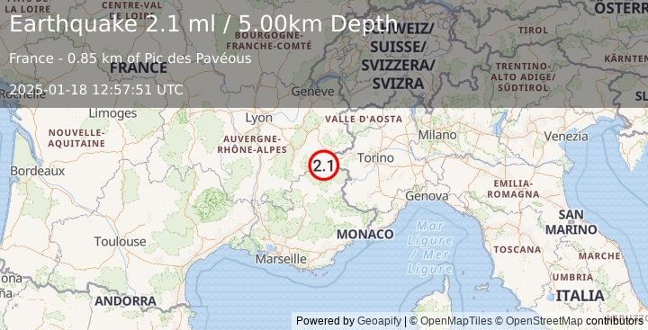 Earthquake FRANCE (2.1 ml) (2025-01-18 12:57:51 UTC)