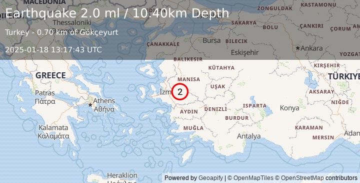 Earthquake WESTERN TURKEY (2.0 ml) (2025-01-18 13:17:43 UTC)