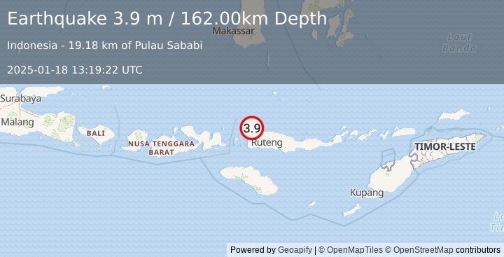 Earthquake FLORES REGION, INDONESIA (3.9 m) (2025-01-18 13:19:22 UTC)