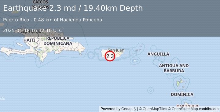 Earthquake PUERTO RICO (2.3 md) (2025-01-18 16:32:10 UTC)