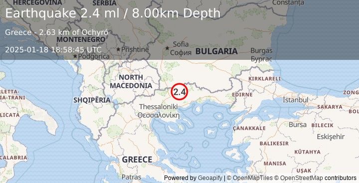 Earthquake GREECE (2.4 ml) (2025-01-18 18:58:45 UTC)