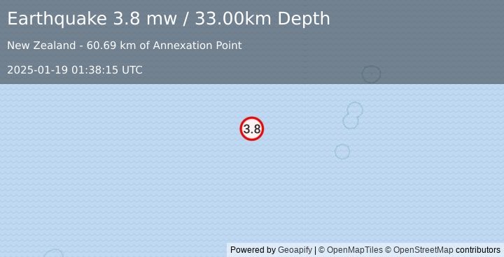 Earthquake KERMADEC ISLANDS REGION (3.8 mw) (2025-01-19 01:38:15 UTC)