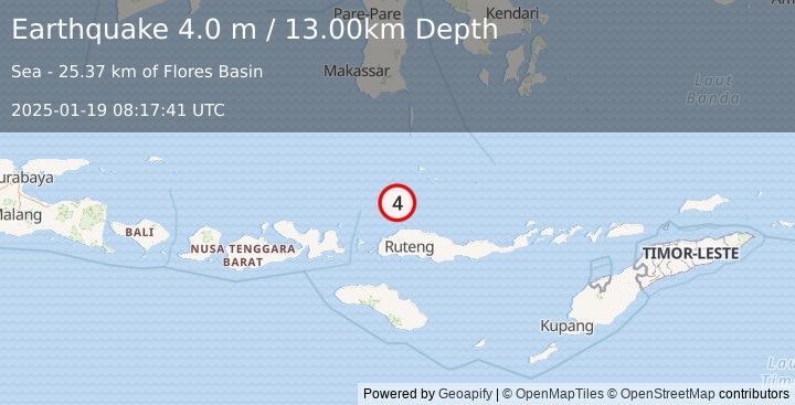 Earthquake FLORES SEA (4.0 m) (2025-01-19 08:17:41 UTC)