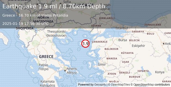 Earthquake AEGEAN SEA (1.9 ml) (2025-01-19 17:56:30 UTC)