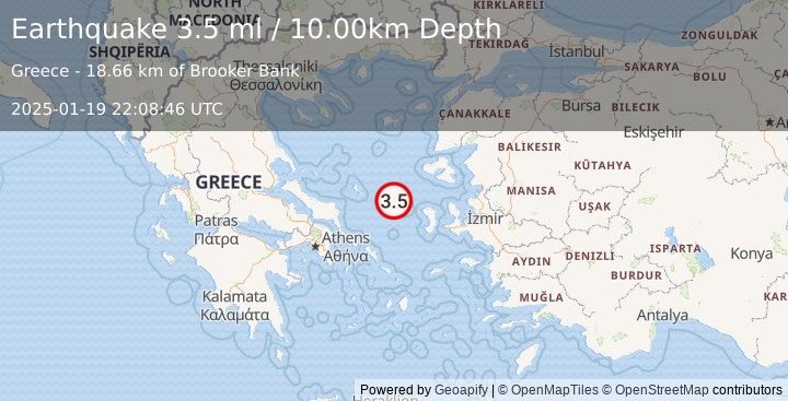 Earthquake AEGEAN SEA (3.5 ml) (2025-01-19 22:08:46 UTC)