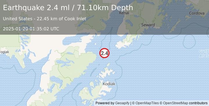 Earthquake SOUTHERN ALASKA (2.4 ml) (2025-01-20 01:35:02 UTC)