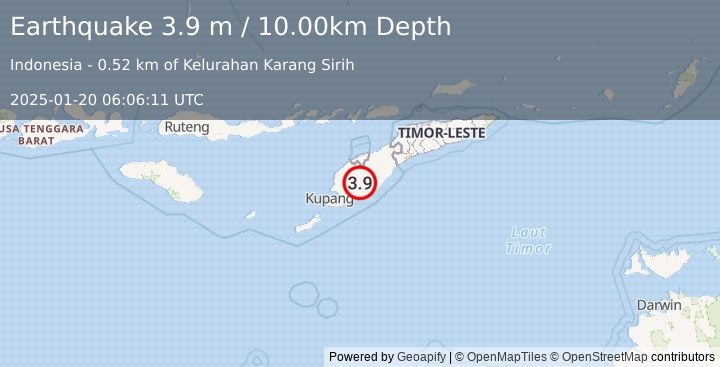 Earthquake TIMOR REGION (3.9 m) (2025-01-20 06:06:11 UTC)