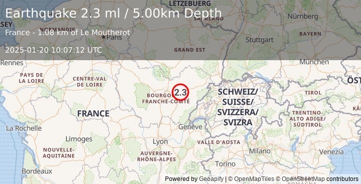 Earthquake FRANCE (2.3 ml) (2025-01-20 10:07:12 UTC)