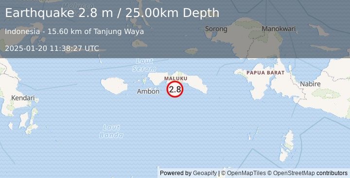 Earthquake SERAM, INDONESIA (2.8 m) (2025-01-20 11:38:27 UTC)